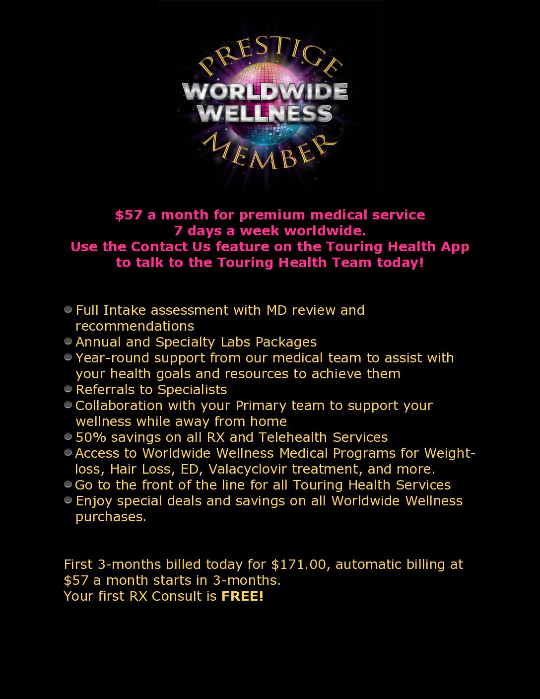 Prestige Worldwide Membership $57 monthly